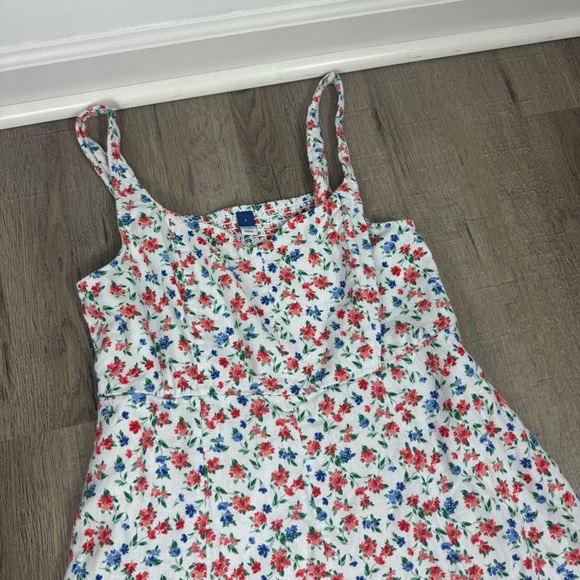 Old Navy Linen Blend Floral Midi Sundress Large Cottagecore Smocked Romantic - Picture 3 of 8